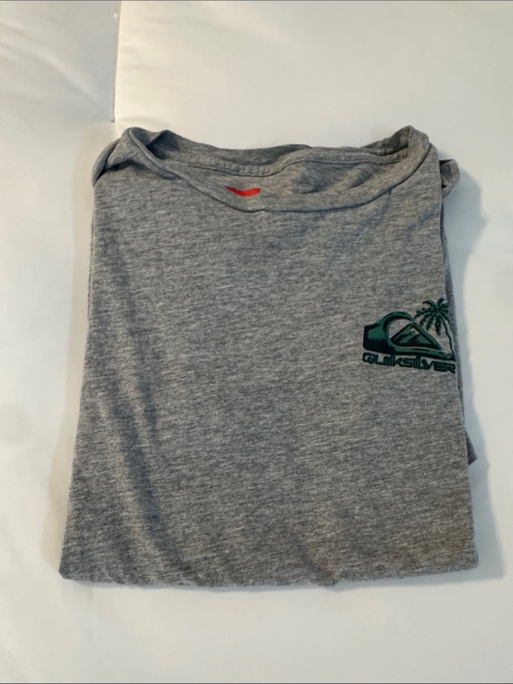 Quiksilver Grey Short Sleeve Tee with Navy and Green Logo